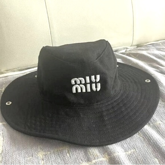 Miu Miu Accessories - Miu Miu Black Bucket Hat With Signature Logo